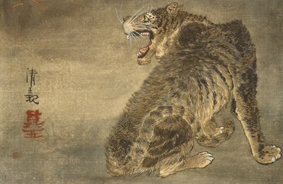 Tiger og lyn av Kobayashi Kiyochika