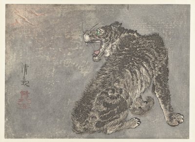 Tiger og lyn av Kobayashi Kiyochika