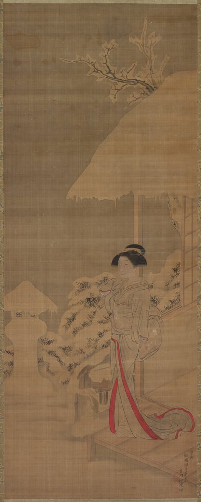Beauty Bijin in the Snow, slutten av 1700-begynnelsen av 1800-tallet. av Kokan Shiba