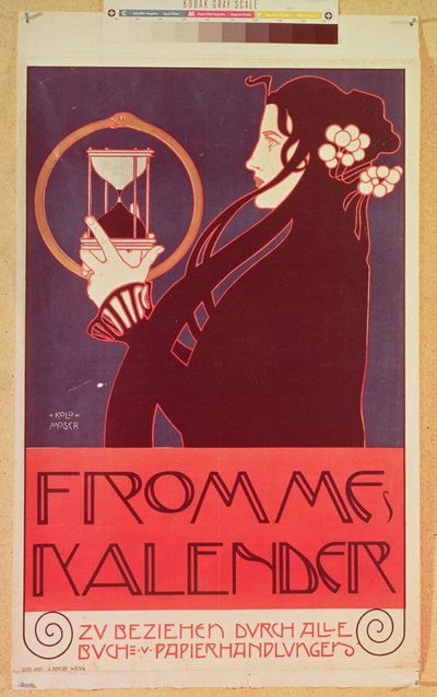 Design for Frommes-kalenderen, for den 14. utstillingen av Vienna Secession, 1902 (farge litho) av Koloman Moser