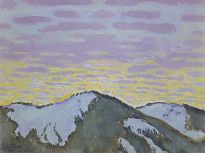 Fjelltopper med fargede skyer av Koloman Moser