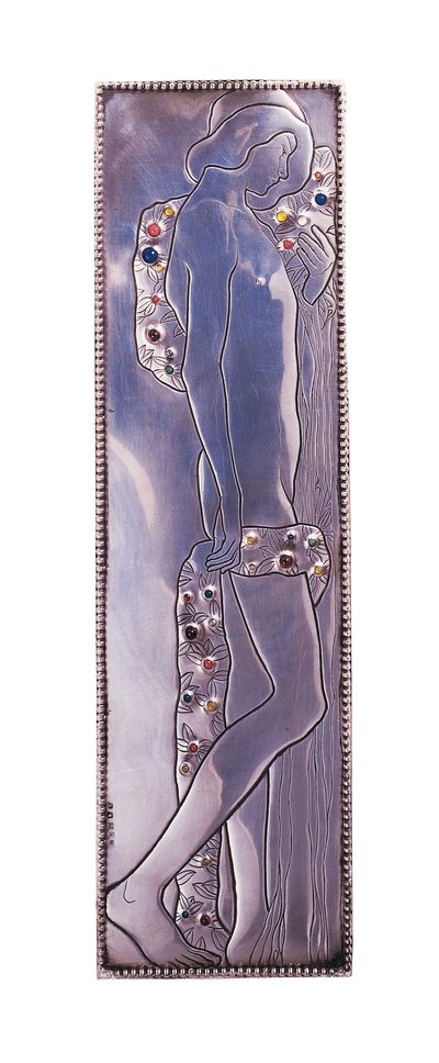 Panel fra A Wiener Werkstatte enkeltseng, ca. 1904 (metall) av Koloman Moser