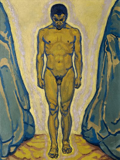 Stående mann naken mellom steiner, ca. 1915. av Koloman Moser