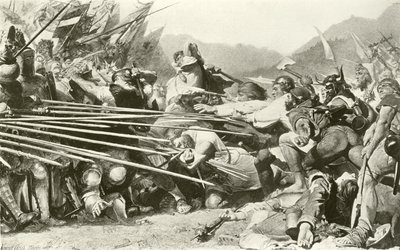 Arnold Winkelried på Sempach (gravyr) av Konrad Grob