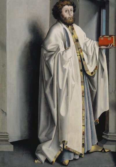 Saint Bartholomew fra Heilspiegel-altertavlen, ca. 1435 (blandet medium på eikepanel) av Konrad Witz