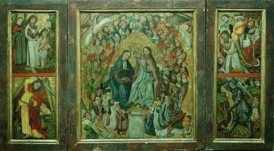 Kroning av jomfruen; Kristi dåp; Døperen Johannes døper; St. George Slaying the Dragon (triptyk) av Konrad von Friesach