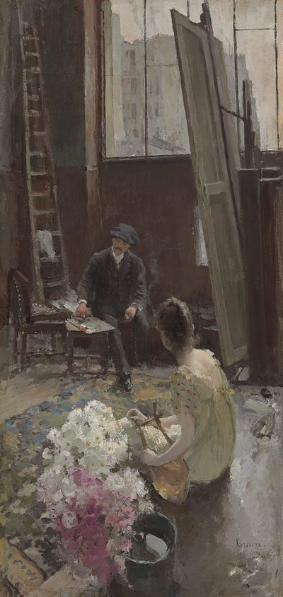I kunstnerens studio av Konstantin Alekseevich Korovin