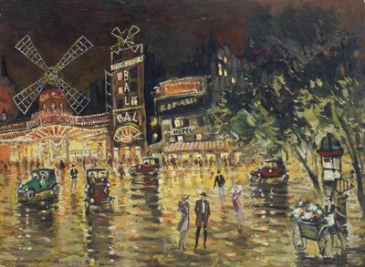 Le Moulin Rouge - Konstantin Alexeyevich Korovin (1861-1939). Olje på papp. Mål: 40,5x55,6 cm. Privat samling av Konstantin Alekseevich Korovin