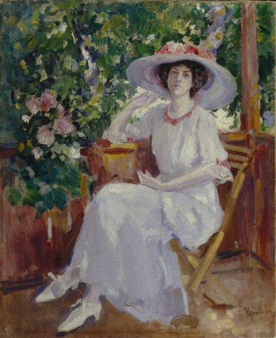 Portrett av astressen Nadezhda Komarovskaya av Konstantin Alekseevich Korovin