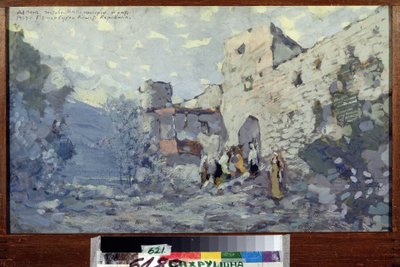 Scenedesign for operaen Le Demon av Anton Rubinstein (1829-1894) (Scenedesign for operaen Demonen av A. Rubinstein). Verk av Konstantin Alexeyevich Korovin (Constantin Korovin) (1861-1939), tempera på papp av Konstantin Alekseevich Korovin