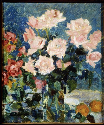 Roser (Roser). Maleri av Konstantin Alexeyevich Korovin (Constantin Korovin) (1861-1939), olje på lerret, ca 1930. Stilleben, russisk kunst fra 1900-tallet, postimpresjonisme. State Art useum, Yaroslavl (Russland). av Konstantin Alekseevich Korovin