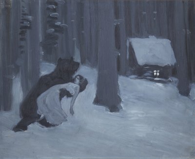 Tatyanas drøm. Illustrasjon til romanen i vers Eugene Onegin av A. Pushkin av Konstantin Alekseevich Korovin