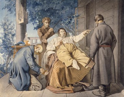 Utleier og hans livegne, 1853 av Konstantin Alexandrovich Trutovsky
