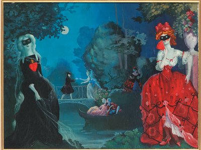 Moonlight Masquerade (olje på lerret) av Konstantin Andreevic Somov