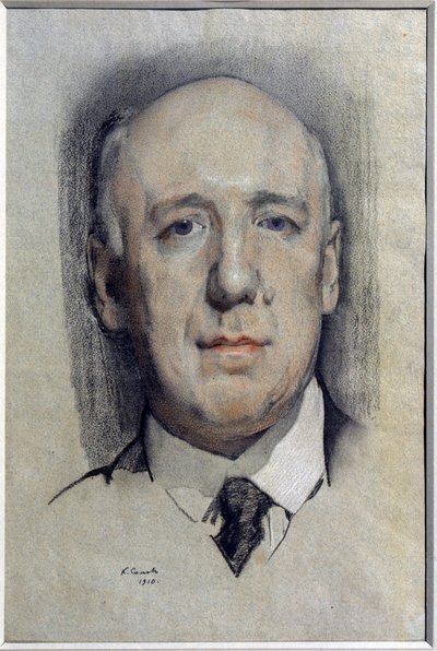 Portrett av forfatteren Fyodor Sologub (Fiodor Sologub) (1863-1927) (Portrett av forfatteren F. Sologub). Verk av Konstantin (Constantin) Andreyevich Somov (1869-1939), akvarell på papir av Konstantin Andreevic Somov