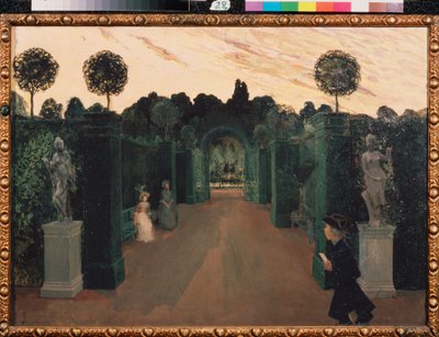 Et kjærlighetsbrev. Maleri av Konstantin (Constantin) Andreyevich Somov (1869-1939), olje på lerret av Konstantin Andreevic Somov