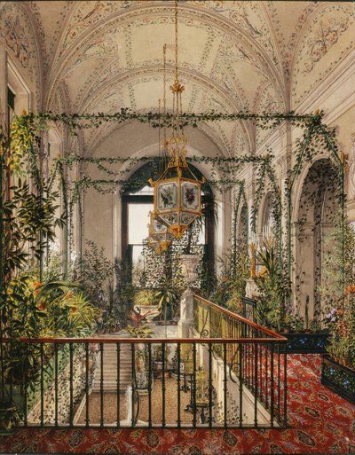 Interiør av Vinterpalasset. Den lille vinterhagen i leilighetene til Alexandra Fyodorovna, 1870-tallet av Konstantin Andreyevich Ukhtomsky