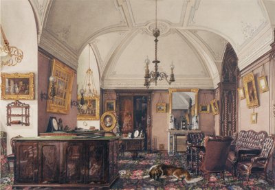 Interiør av Vinterpalasset. Studien av storprins Nicholas Nicolaievich, 1856 av Konstantin Andreyevich Ukhtomsky
