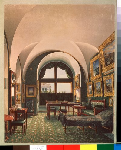 Den lille studien av keiser Nicholas I i Vinterpalasset i St. Petersburg - Arbeid Konstantin Andreyevich Ukhtomsky (Constantin Oukhtomsky) (1818 -1881), aqua av Konstantin Andreyevich Ukhtomsky