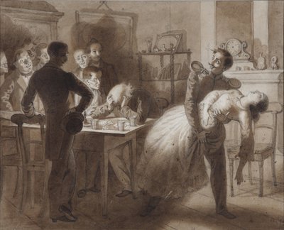 Illustrasjon til diktet Tambov-skattmesterens hustru av M. Lermontov, 1862 av Konstantin Dmitrievich Flavitski