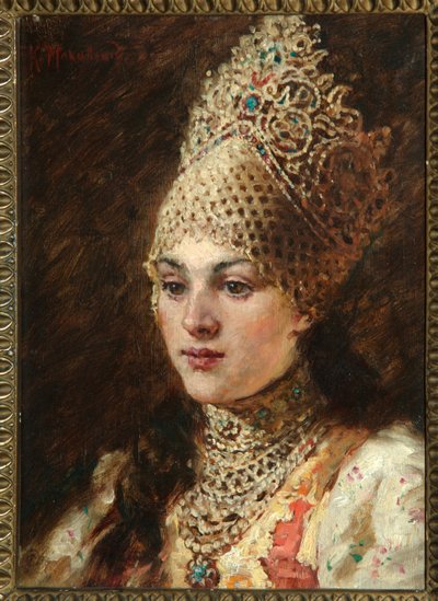 Femme boyard (brett, boiar) - Peinture de Konstantin Yegorovich Makovsky (Constantin Makovski) (1839-1915), huile sur toile, vers 1890 - (Boyar