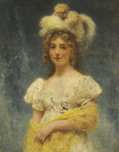 Portrett av en dame i et gult sjal av Konstantin Egorovich Makovsky