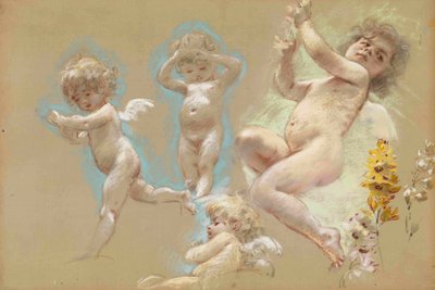 Putti. Interiørinnredning av Baron von Dervis Mansion i Petersburg av Konstantin Egorovich Makovsky