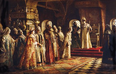 Tsar Alexei Mikhailovich velger en brud, 1886 av Konstantin Egorovich Makovsky