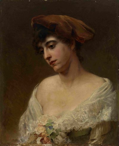 Ung kvinne i en rød beret av Konstantin Egorovich Makovsky