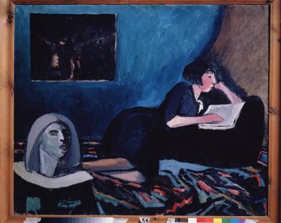 En kvinne som leser (A Woman Reading). Maleri av Konstantin Nikolayevich Istomin (1887-1942), olje på lerret 1931 russisk moderne kunst, 1900-tallet. Statens Tretyakov-galleri, Moskva. av Konstantin Istomin