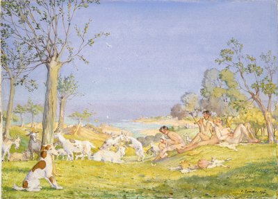 Landskap med hyrder og geiter, 1931 av Konstantin Somov