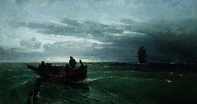 Figurer i en robåt offshore av Konstantinos Bolanchi