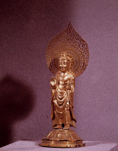 Art Coreen: representasjon av Buddha Amitabha, gullstatuett. Silla periode. 7.-8. århundre. Nasjonalmuseet i Korea av Korean School