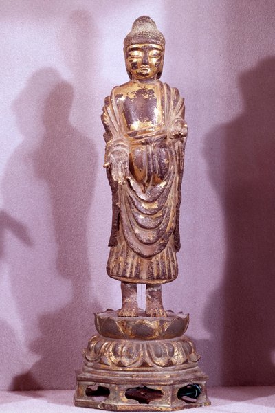 Coreen Art: Buddha-statuett i gylden bronse. Silla-periode, 800-tallet. Hyung pil Chun samling av Korean School