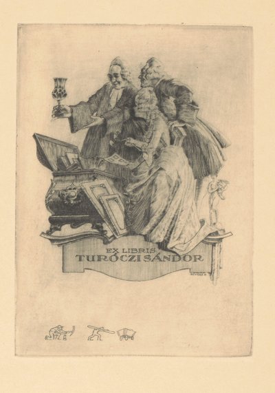 Ex libris er Sándor Turóczi Ex libris Sándor Turóczi (tittel på objekt) av Kornél Révész