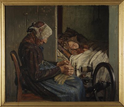 Bestemor med barnebarnet sitt av Kristian Zahrtmann
