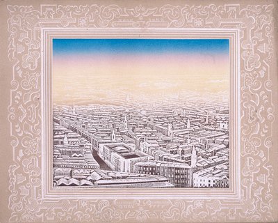 Luftfoto av London med dekorativ kant, c1845 av Kronheim and Co