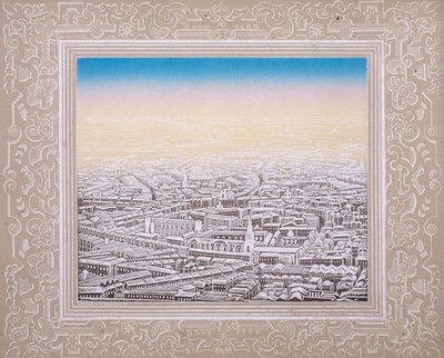 Luftfoto av London med dekorativ kant, c1845 av Kronheim and Co