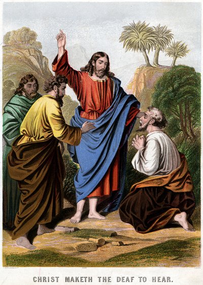 Kristus gjør de døve til å høre, 1860 av Kronheim and Co