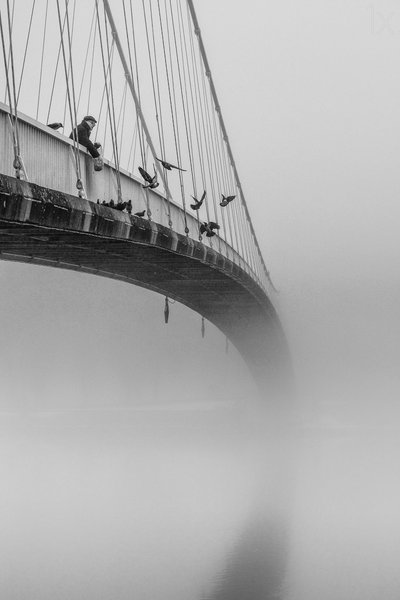 Mann på Misty Bridge av Krunoslav Nevistic