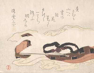 Belte og vifte på et tøystykke, 1800-tallet. av Kubo Shunman