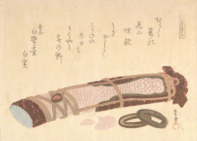 "Hilt of a Sword," fra serien med Seven Prints for Shofudai Poetry Circle, 1810-tallet. av Kubo Shunman