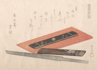 Kniv og to knivhåndtak, 1800-tallet. av Kubo Shunman