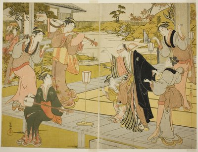 Oboshi Yuranosuke på Ichiriki Teahouse, fra scene VII i Storehouse of Loyal Retainers av Kubo Shunman