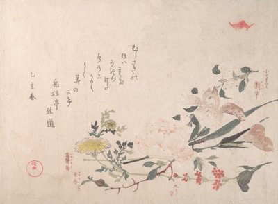 Rose, Iris, Primrose og Daisy, 1815. av Kubo Shunman