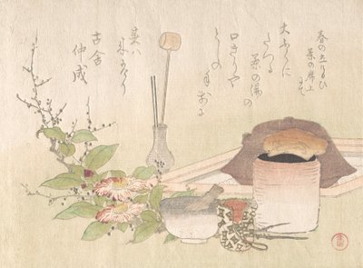 Sett med redskaper for teseremonien, 1800-tallet. av Kubo Shunman