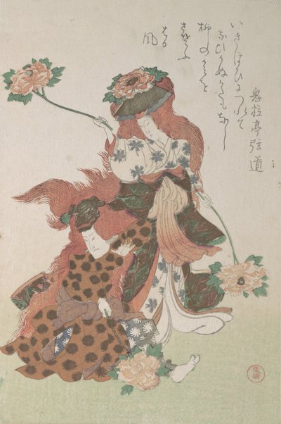 To dansere som fremfører en "Shakkyomono" Kabuki-dans..., ca. 1805-10. av Kubo Shunman