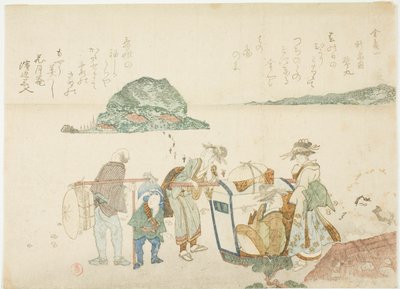 Besøkende til Enoshima, fra albumet "Mountains of the Four Quarters (Yomo no yama)" av Kubo Shunman