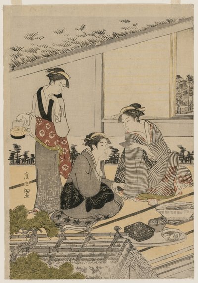 Kvinner i et tehus, slutten av 1780-tallet. av Kubo Shunman