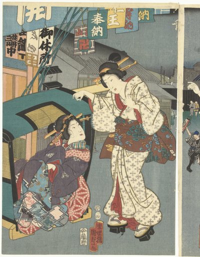 Tempelfestival av Kunisada (II) , Utagawa